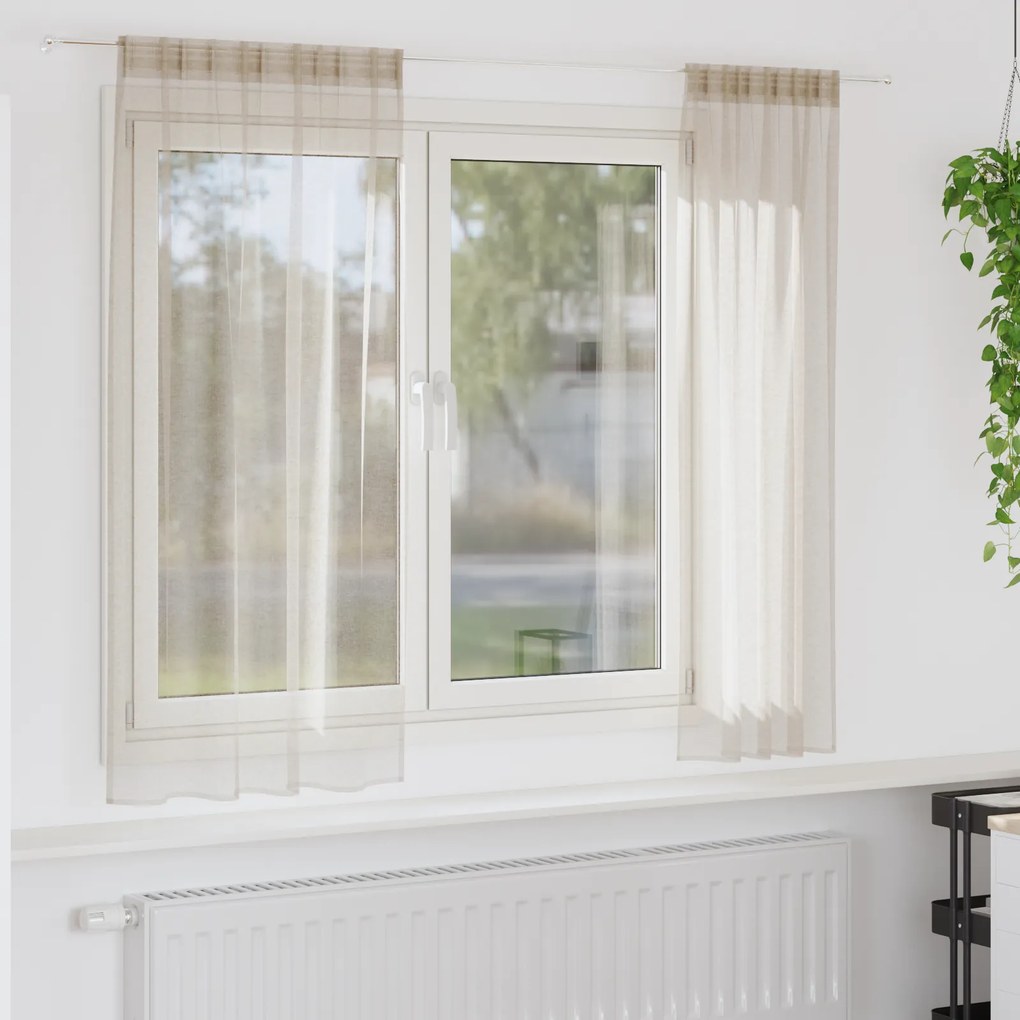 vidaXL Κουρτίνες με κουρτίνες 2 pcs Άμμος 140 x 175 εκ. Πολυεστέρας