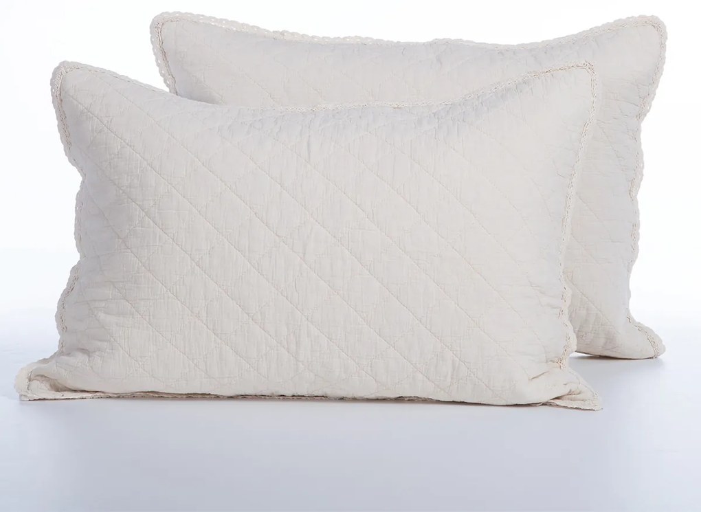 Ζεύγος Μαξιλαροθήκες Καπιτονέ (52x72) Nef-Nef Homeware Serenity Bruno Ecru