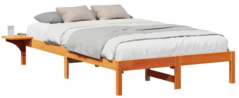 vidaXL Πλαίσιο κρεβατιού με κομοδίνα Καφέ 140 x 190 cm Καφέ κεριού