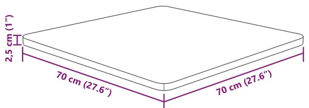 vidaXL Επιφάνεια Τραπεζιού Τετράγωνη Αν. Καφέ 70x70x2,5 εκ. Ξύλο Δρυς