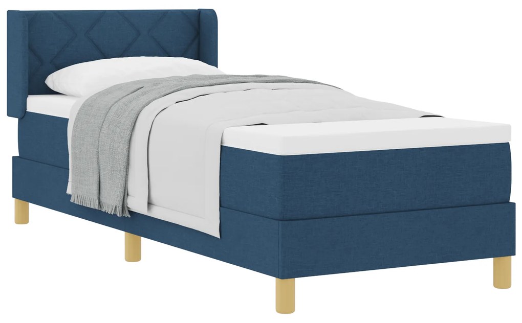 vidaXL Κρεβάτι με Στρώμα Box Spring - Μπλε, 80 x 200 εκ, ύφασμα
