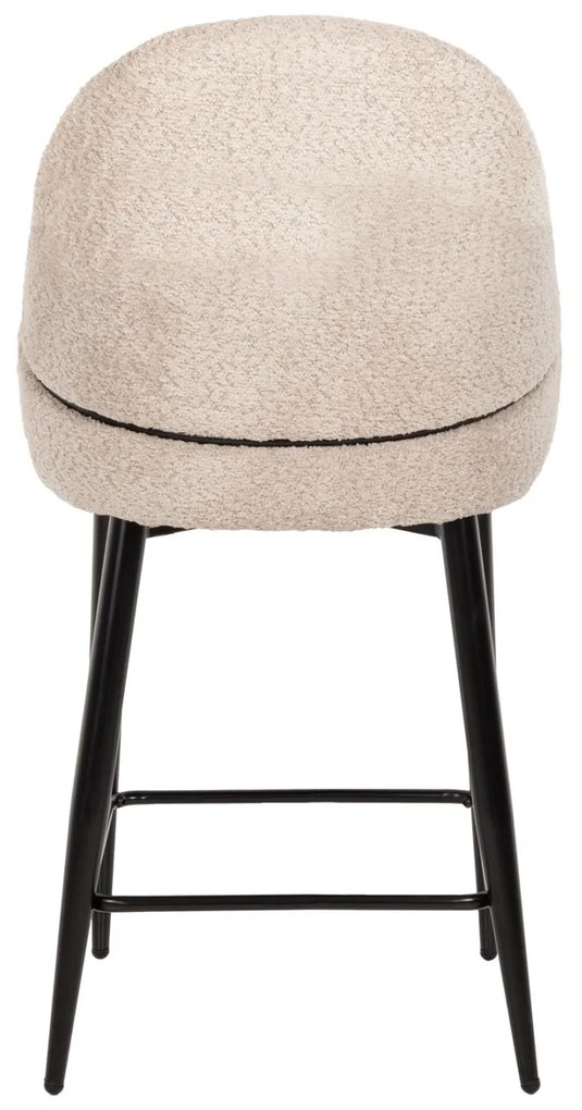 Σκαμπό μπαρ Μεσαίου Ύψους SARKY Ύφασμα Μπουκλέ Εκρού και Μαύρο Μεταλλικά Πόδια 55x62x105Yεκ. 2αδα 55x62x105 εκ.