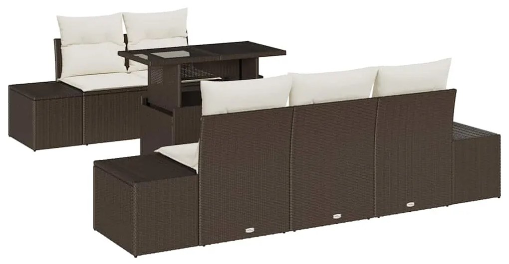 vidaXL Σετ Καναπέ Κήπου 6 pcs Καφέ και κρεμ 100 x 55 x 73 εκ