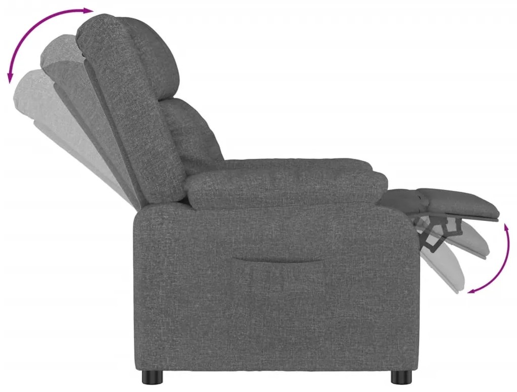 vidaXL Πολυθρόνα Ανακλινόμενη Σκούρο Γκρι Υφασμάτινη