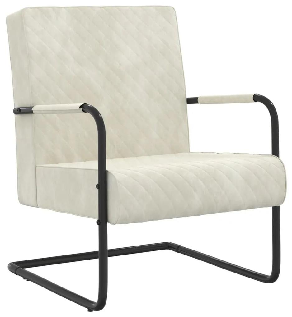 Καρέκλα «Πρόβολος» Λευκό Κρεμ Βελούδινη - Λευκό