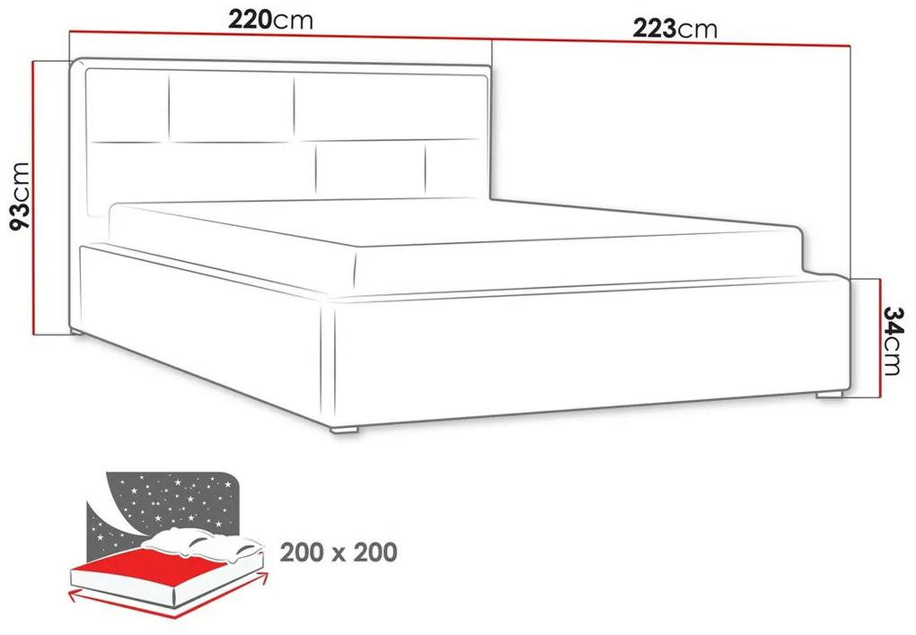 Κρεβάτι Pomona 104, Διπλό, Μαύρο, 200x200, Ταπισερί, Τάβλες για Κρεβάτι, 220x223x93cm, 105 kg | Epipla1.gr
