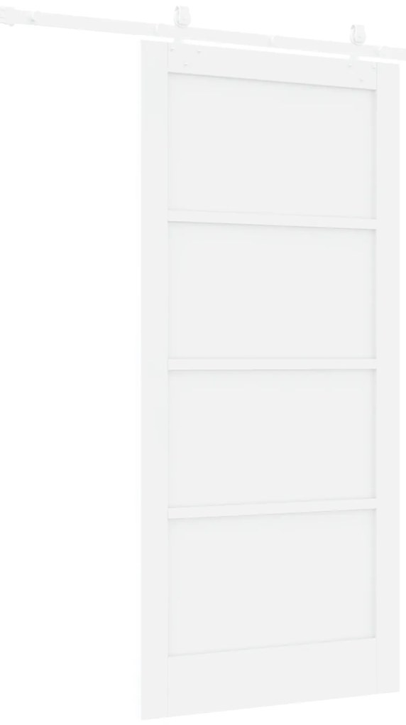 vidaXL Συρόμενη Πόρτα με Σετ Λαβών Λευκή 93x202 εκ. Από Συμπαγές Ξύλο Πεύκου