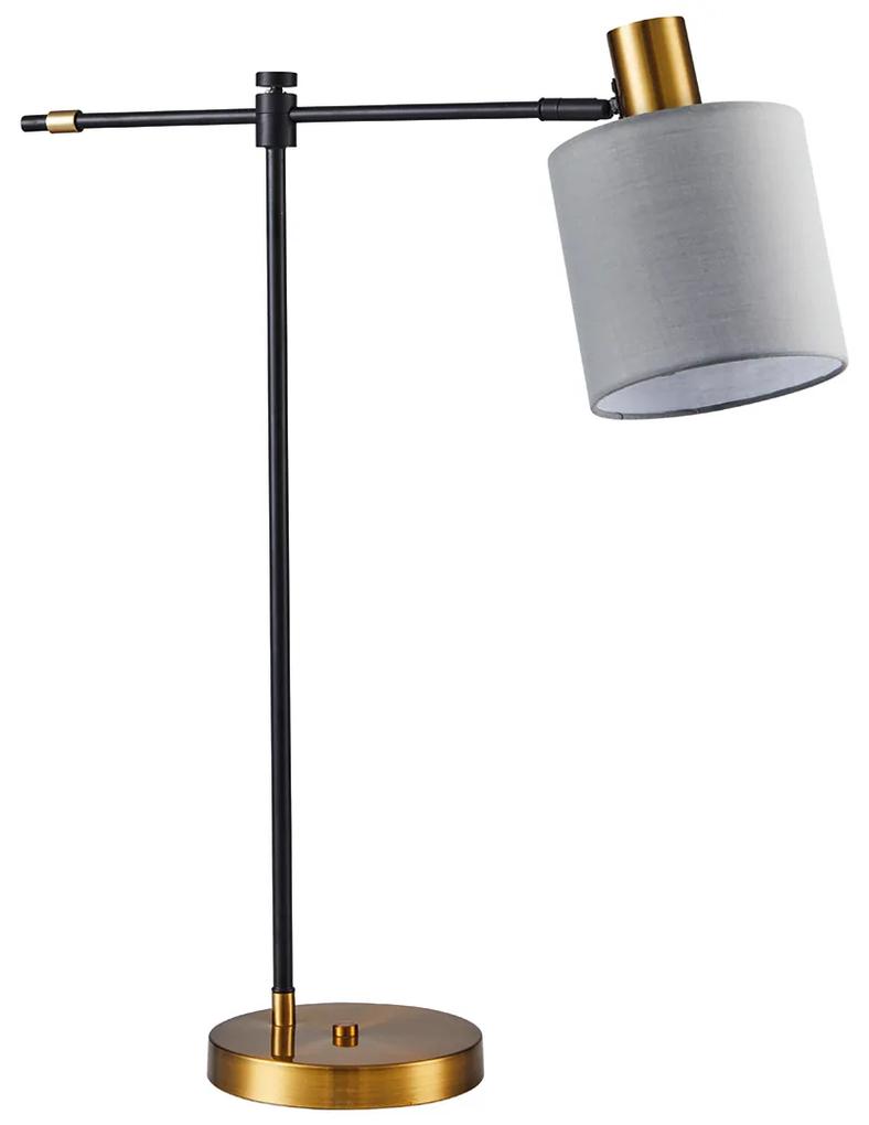 Επιτραπέζιο Φωτιστικό SE21-GM-36-SH1 ADEPT TABLE LAMP Gold Matt and Black Metal Table Lamp Grey Shade+ - Ύφασμα - 77-8337