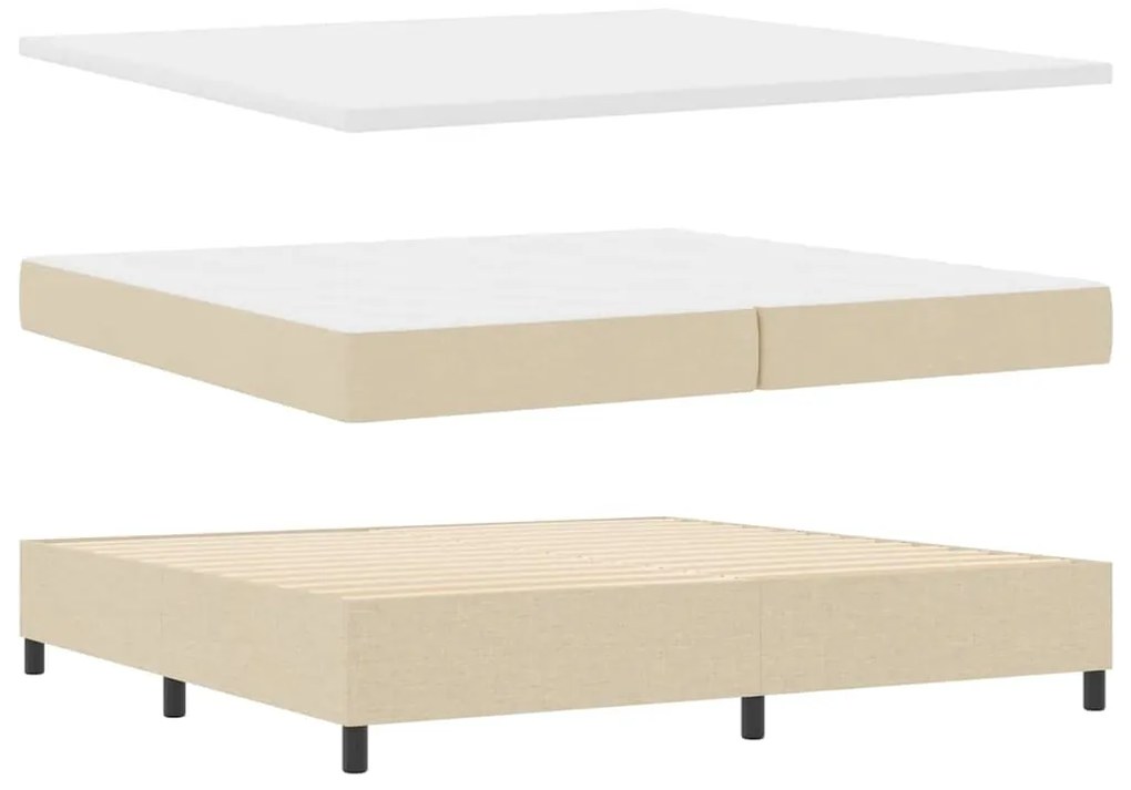 vidaXL Κρεβάτι με ελατήρια με στρώμα Κρεμ 200 x 200 cm ύφασμα