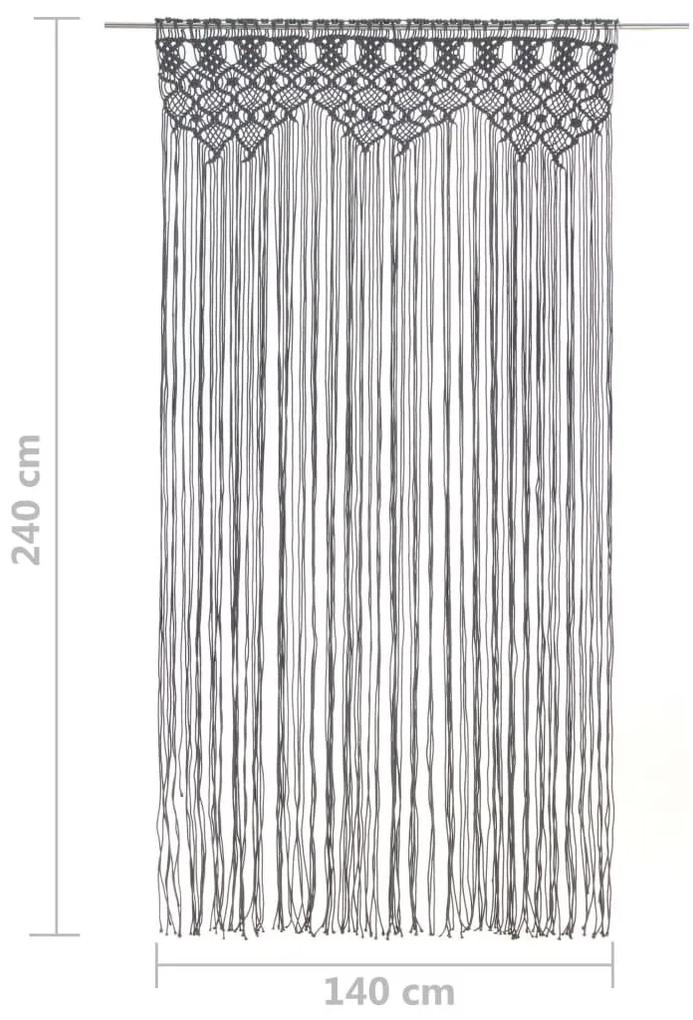 Κουρτίνα Μακραμέ Ανθρακί 140 x 240 εκ. Βαμβακερή - Ανθρακί