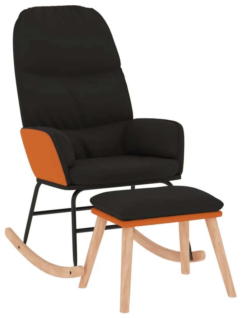 vidaXL Πολυθρόνα Κουνιστή Μαύρο Υφασμάτινη με Σκαμπό