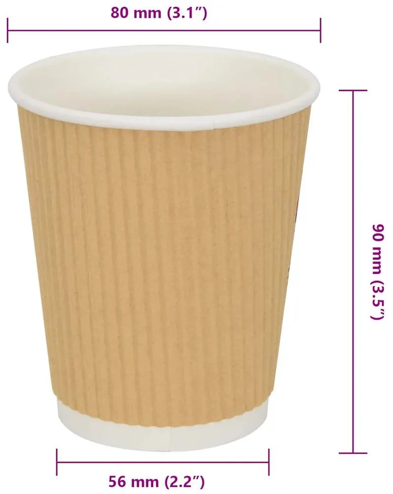vidaXL Χάρτινα ποτήρια καφέ 500 τεμάχια 8oz 200ml καφέ