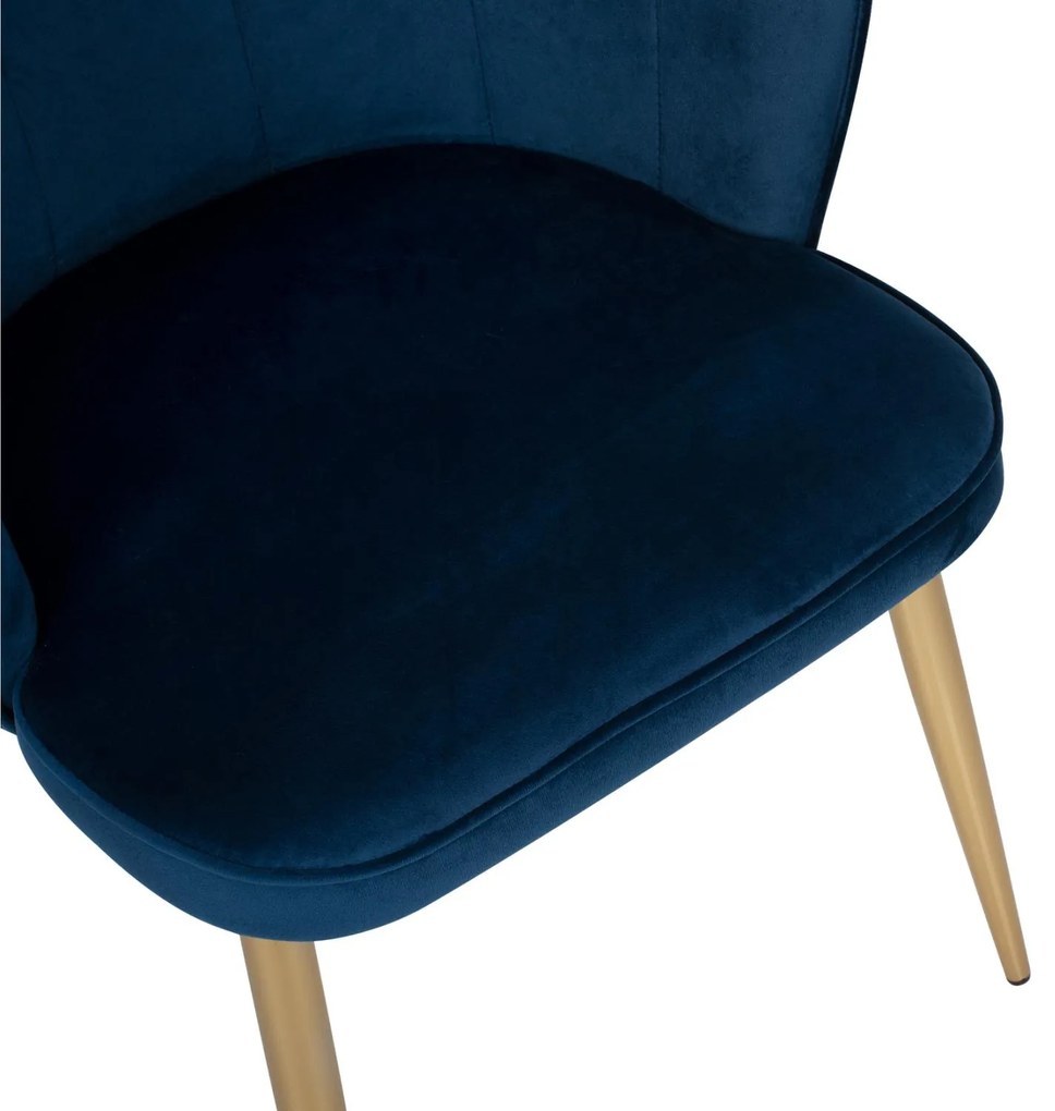 Καρέκλα AVIE C8737.08 με Χρυσά Μεταλλικά πόδια και Βελούδο Μπλέ 48x48x85εκ. 2αδα 48x48x85 εκ.