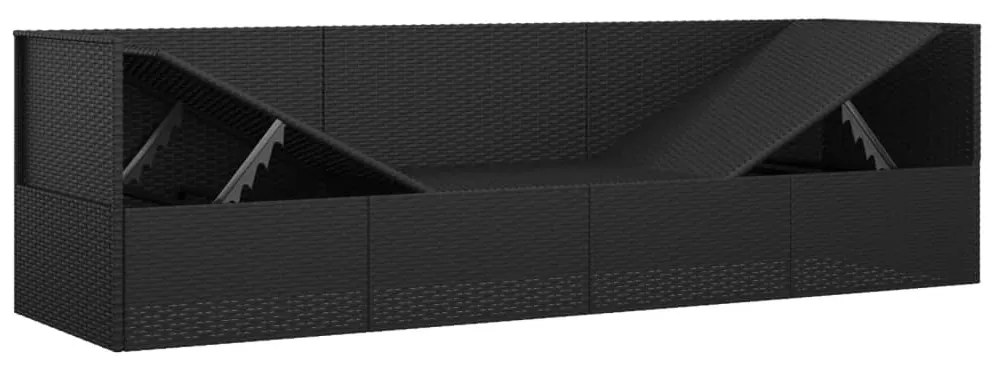 vidaXL Καναπές Εξωτερικού Χώρου Μαύρο από Συνθετικό Ρατάν με Μαξιλάρια