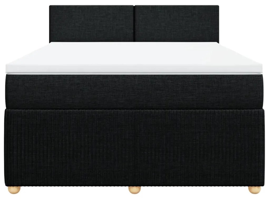 vidaXL Κρεβάτι Boxspring με Στρώμα Μαύρο 160x200 εκ. Υφασμάτινο