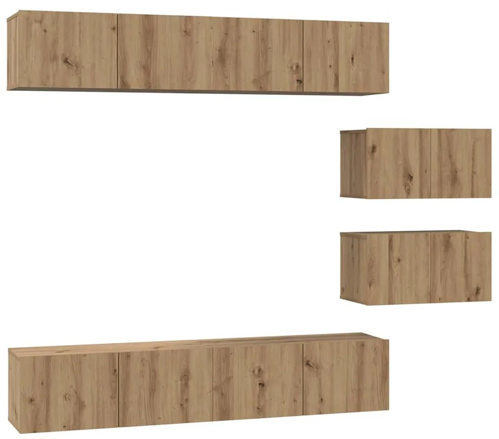 vidaXL Σετ επίπλου τηλεόρασης Επιτοίχιο 6 pcs artisan δρυς