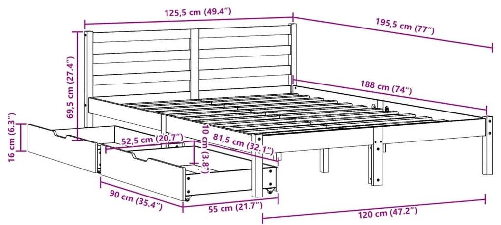 ΣΚΕΛΕΤΟΣ ΚΡΕΒ. ΧΩΡΙΣ ΣΤΡΩΜΑ ΚΑΦΕ ΚΕΡΙΟΥ 120X190 ΕΚ ΜΑΣΙΦ ΠΕΥΚΟ 3301552