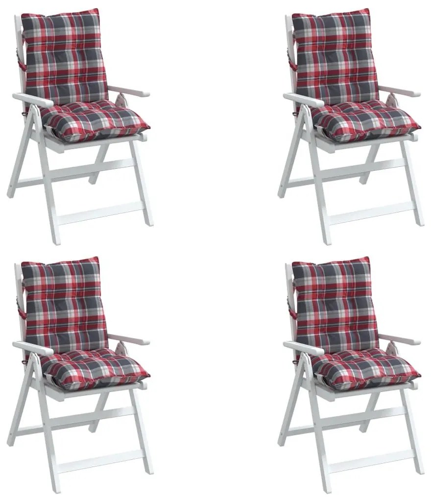 Μαξιλάρια Καρέκλας Χαμηλή Πλάτη 4τεμ.Κόκκινο Καρό Ύφασμα Oxford - Πολύχρωμο