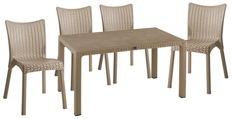 Intrahome Τραπεζαρία Explore-Confident Intrahome σετ 5τεμ PP cappuccino 150x90x73,5εκ. | SKU: INTRAPA-364111176