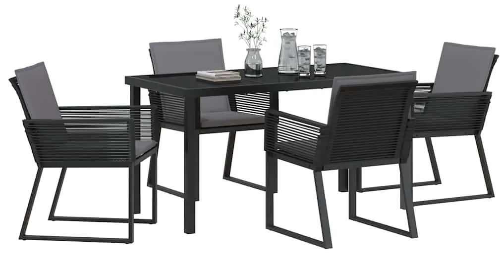 vidaXL Σέτ φαγητού για κήπο 5 pcs Μαύρο Πολυ ράταν