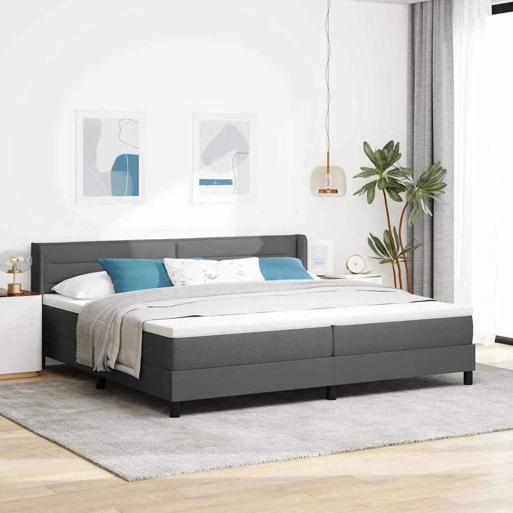 vidaXL Κρεβάτι Box Spring με Στρώμα σε Σκούρο Γκρι, 200 x 200 cm, Ύφασμα