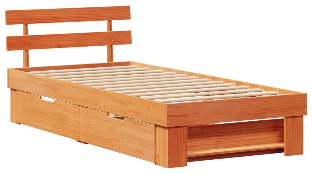 vidaXL Σκελετός Κρεβατιού Καφέ κεριού 90 x 190 cm Μασίφ ξύλο πεύκου
