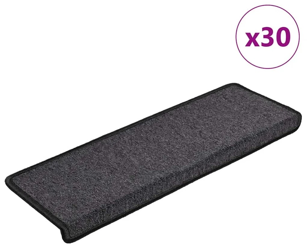 vidaXL Πατάκια Σκαλοπάτια 30 τεμ. Ανθρακί 65x21x4 εκ. με Ορθογώνια Άκρη