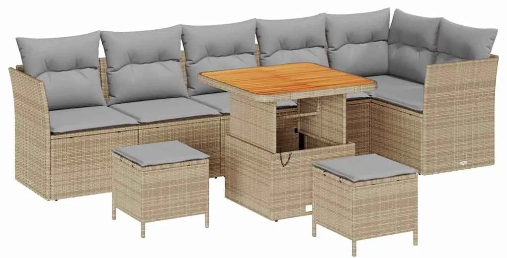 vidaXL Σετ Καναπέ Κήπου 9 pcs Μπεζ συνθετικό ρατάν