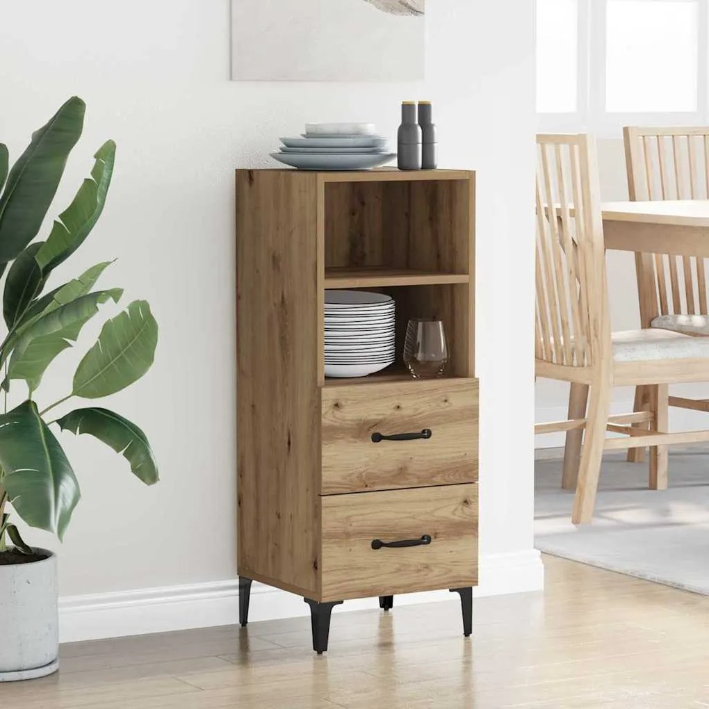 vidaXL Πλαϊνό γραφείο με συρτάρι artisan δρυς 34 x 34.5 x 90 εκ