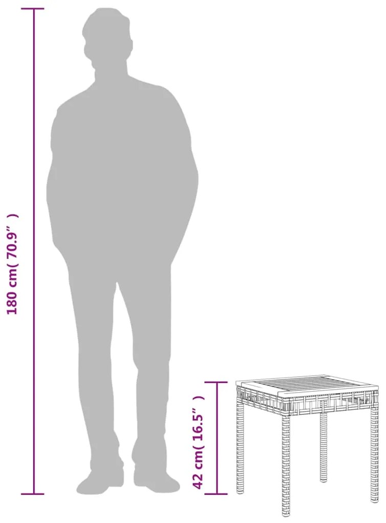 ΤΡΑΠΕΖΙ ΚΗΠΟΥ ΜΠΕΖ 38X38X42 ΕΚ. ΣΥΝΘΕΤΙΚΟ ΡΑΤΑΝ &amp; ΞΥΛΟ ΑΚΑΚΙΑΣ 365865