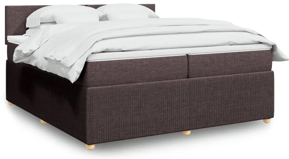 vidaXL Κρεβάτι Boxspring με Στρώμα Σκούρο Καφέ 200x200 εκ. Υφασμάτινο