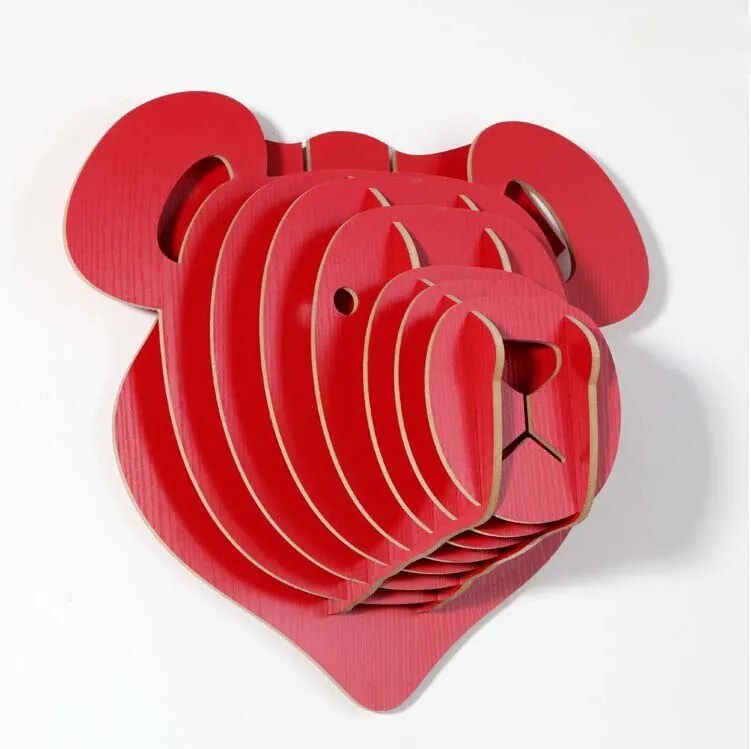 Intra απο ξύλο plywood 3mm-4mm πάχος - Διακόσμηση τοίχου κεφαλιού από ξύλο αρκούδας Δίασταση 30x30 cm Intraeaxys-6o3ymnj7