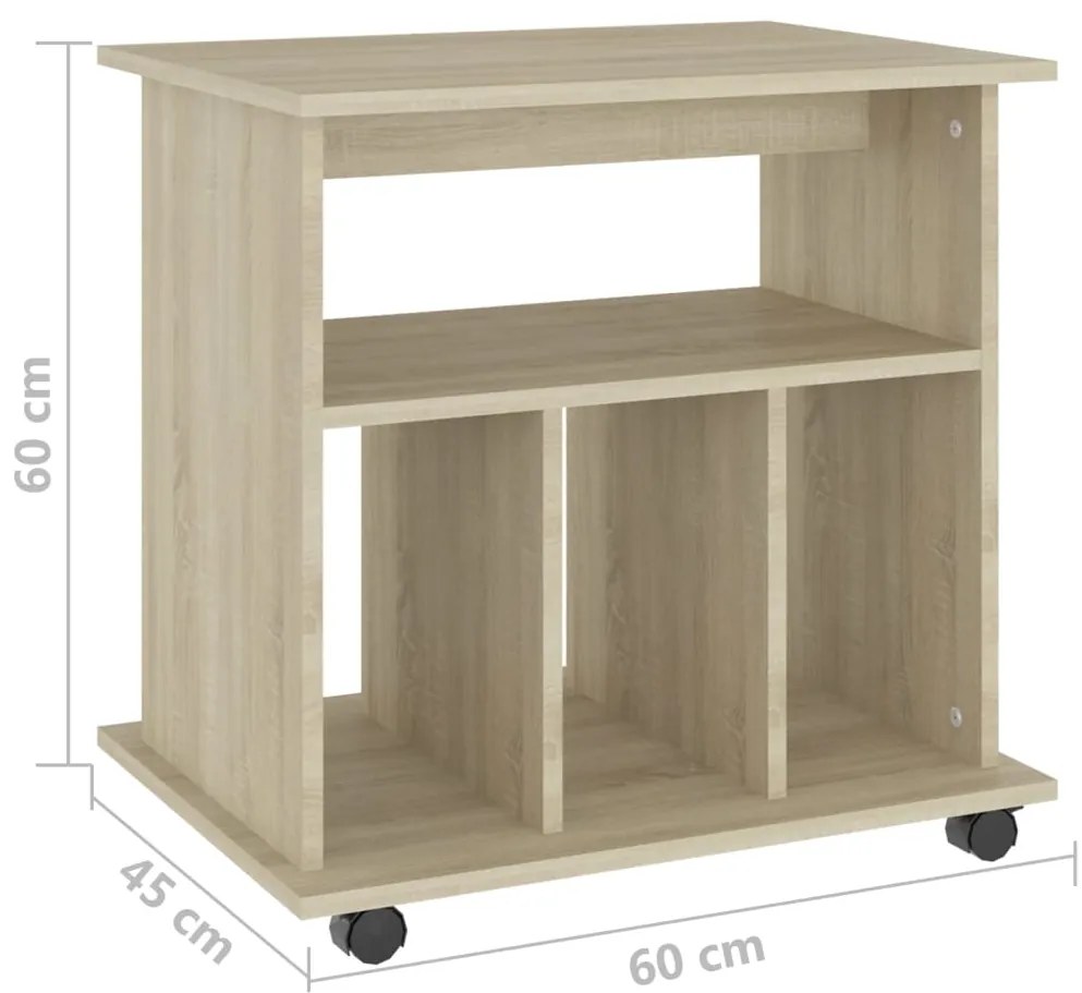 vidaXL Ντουλάπι Τροχήλατο Sonoma Δρυς 60 x 45 x 60 εκ. από Επεξ. Ξύλο