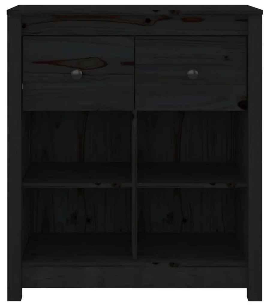 Συρταριέρα Μαύρος 70 x 35 x 80 εκ. από Μασίφ Ξύλο Πεύκου - Μαύρο