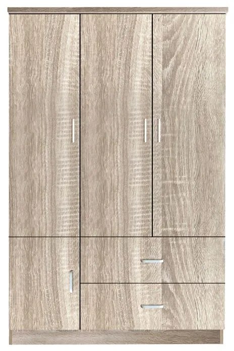 CLOSET Ντουλάπα Τετράφυλλη, 5 Ράφια, 2 Συρτάρια, Θέσεις για Κρεμάστρες, Απόχρωση Sonoma  120x50x180cm Ε8385,2