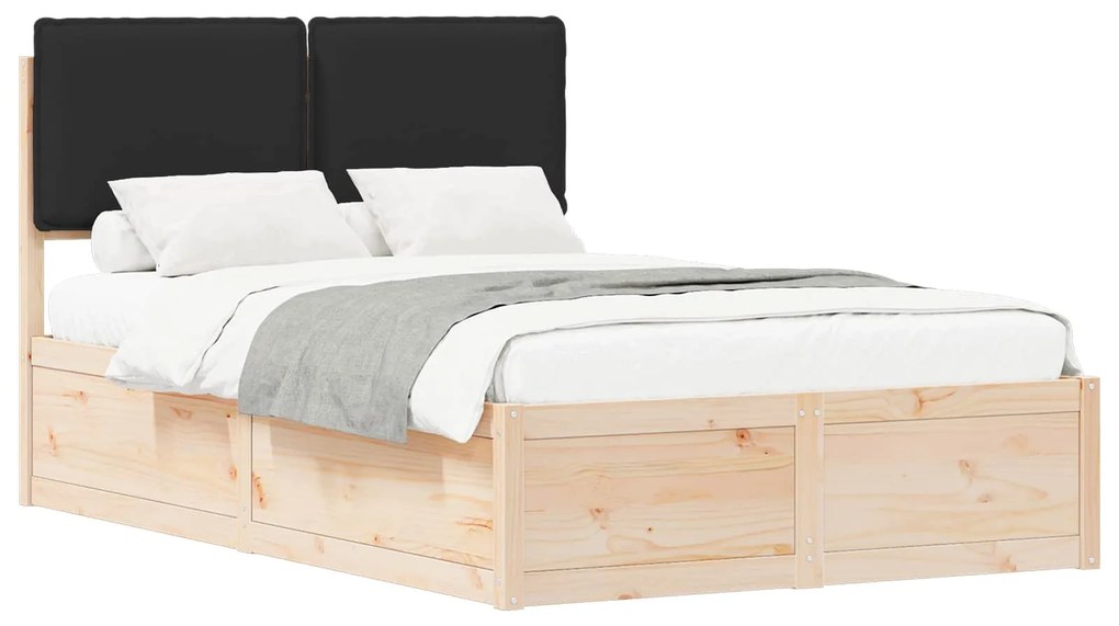 vidaXL Σκελετός Κρεβατιού με Επενδεδυμένο Κεφαλάρι Μαύρο 120 x 200 cm