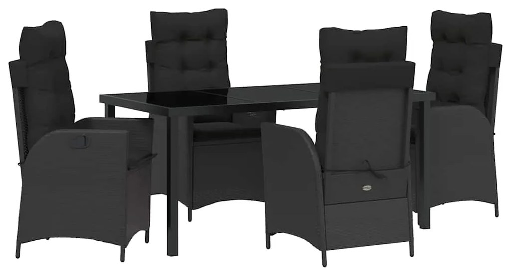 vidaXL Σέτ φαγητού για κήπο 5 pcs Μαύρο συνθετικό ρατάν