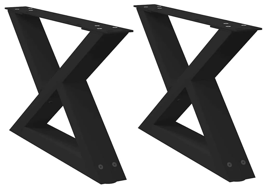 vidaXL Πόδια Τραπεζιού Σαλονιού 2 τεμ. Μαύρο 50x(30-31,3) εκ. Ατσάλι