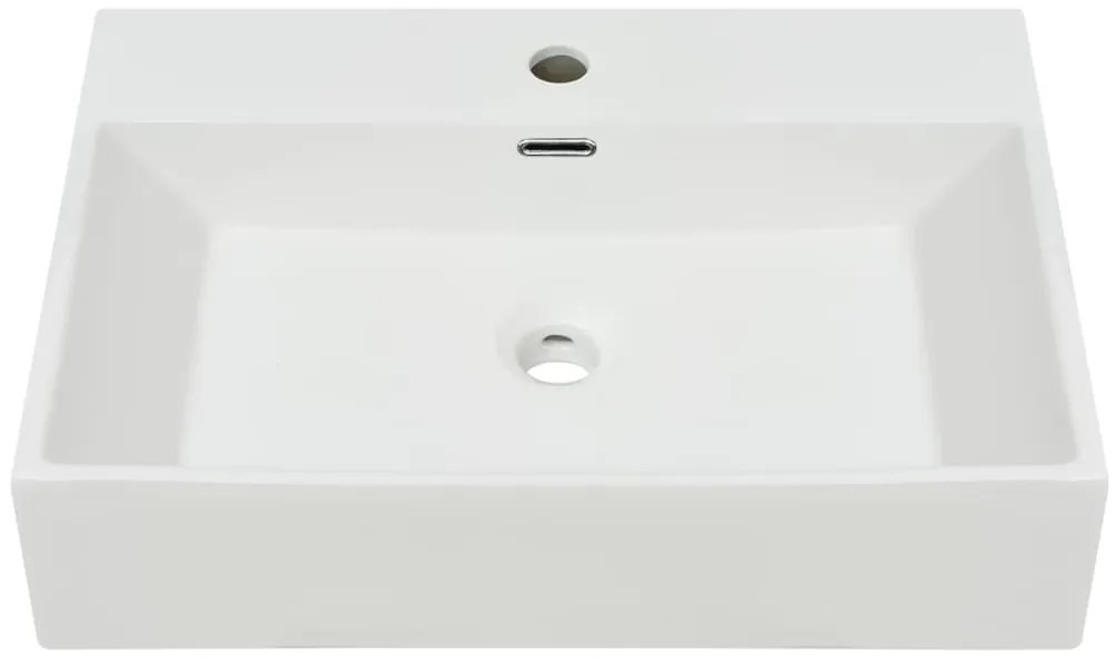 vidaXL Νιπτήρας με Οπή Βρύσης Λευκός 60,5 x 42,5 x 14,5 εκ. Κεραμικός