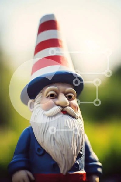 Intra Συλλεκτικό Ξύλινο Παζλ Plywood  4mm - Παιχνίδι Gnome με κόκκινο, λευκό και μπλε ριγέ καπέλο Σε Ξύλινο Κουτί - Διαστάσεις Puzzle: 10x10 cm – 25 κομμάτια