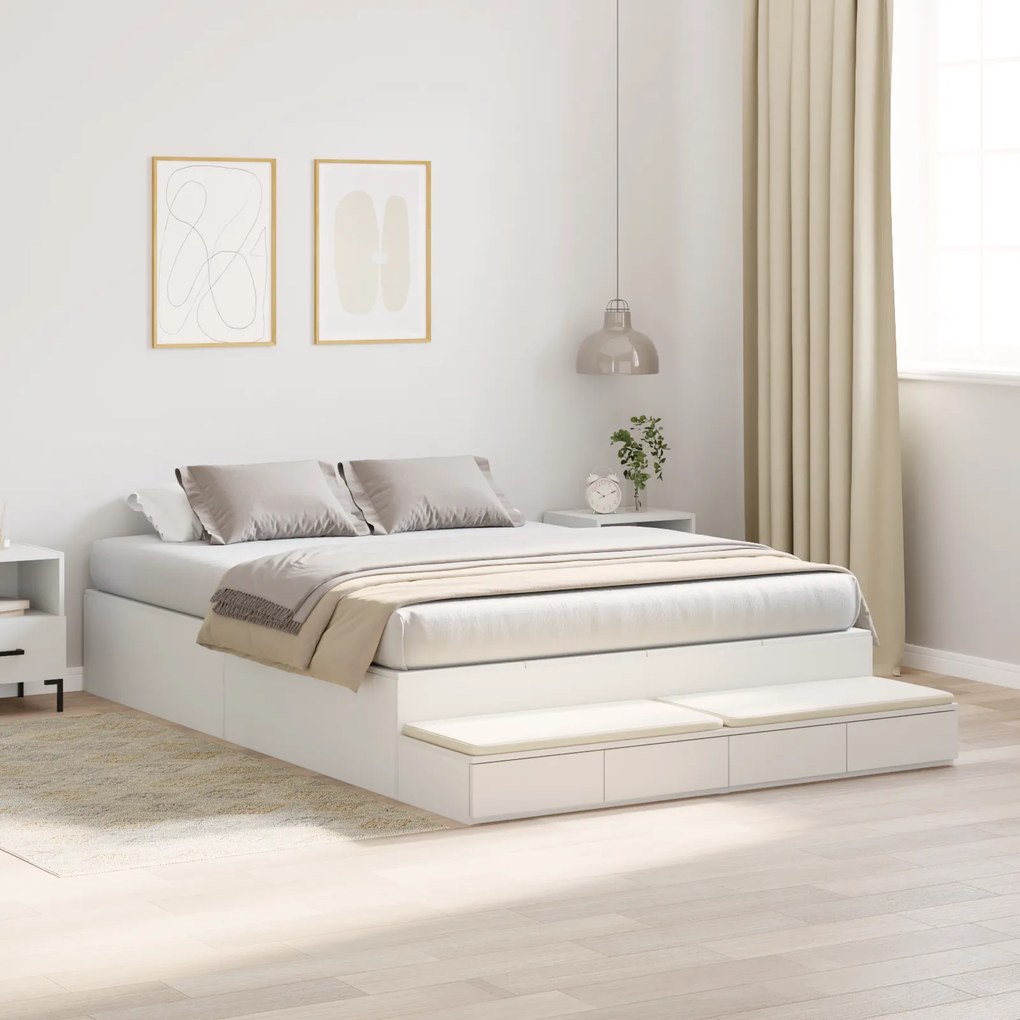 vidaXL Κρεβάτι Αποθήκευσης Λευκό 135x190 εκ.