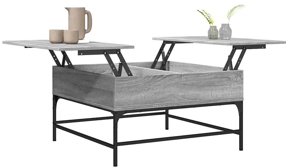 vidaXL Τραπεζάκι Σαλονιού Γκρι Sonoma 80x80x45 εκ. Επεξ. Ξύλο/Μέταλλο