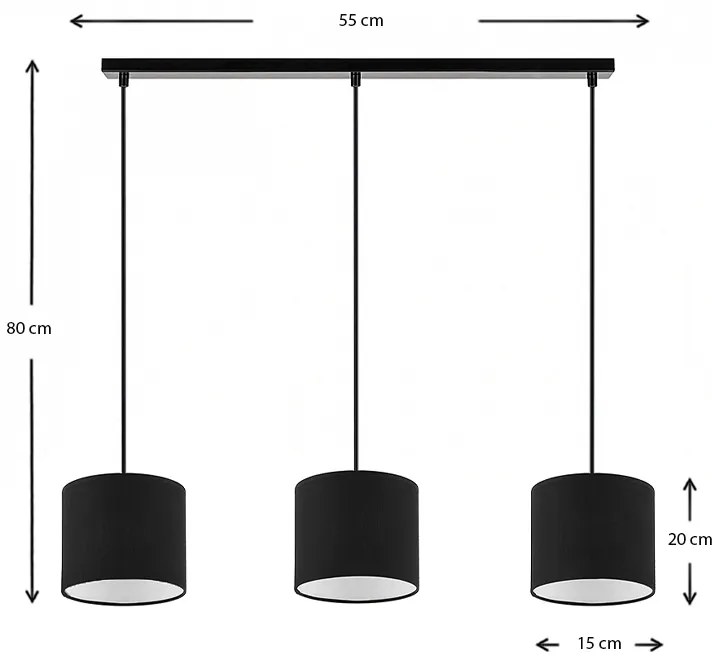 Φωτιστικό οροφής Morris Megapap E27 υφασμάτινο τρίφωτο χρώμα μαύρο 55x15x70εκ.