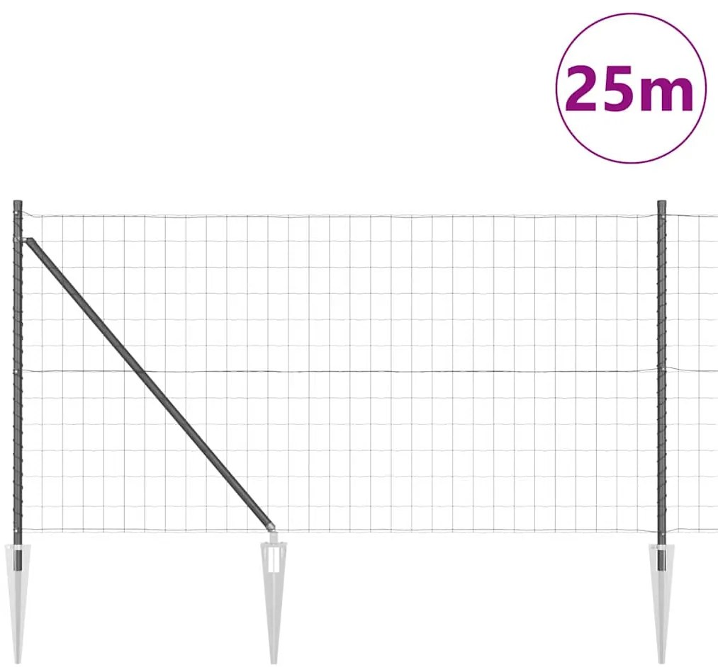 vidaXL Φράχτης με Στήλες. Γκρι 1 x 25 m Ατσάλι