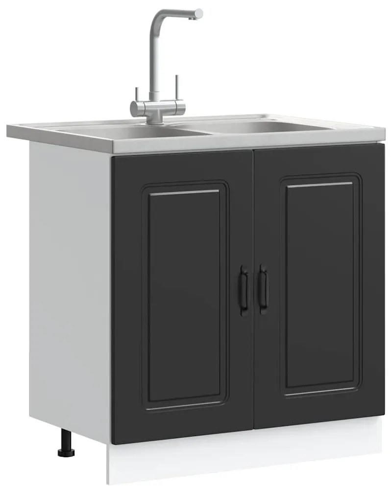 vidaXL Ντουλάπα Κουζίνας με αποθήκευση 2 pcs Μαύρο 80 x 46 x 81.5 εκ