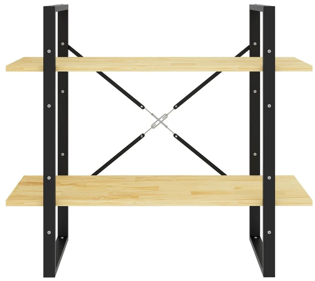 vidaXL Βιβλιοθήκη με 2 Ράφια από Μασίφ Ξύλο Πεύκου 80x30x70 εκ.