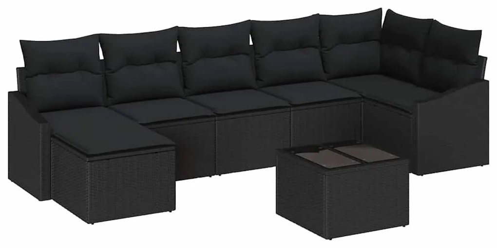 vidaXL Σετ Καναπέ με μαξιλάρι 8 pcs Μαύρο συνθετικό ρατάν
