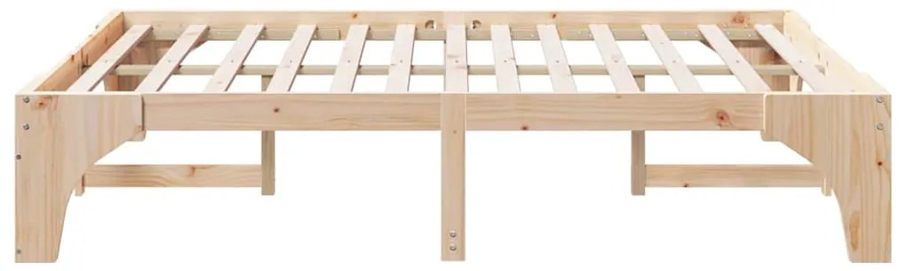 vidaXL Κρεβάτι δαπέδου Καφέ 150 x 200 cm Μασίφ ξύλο πεύκου