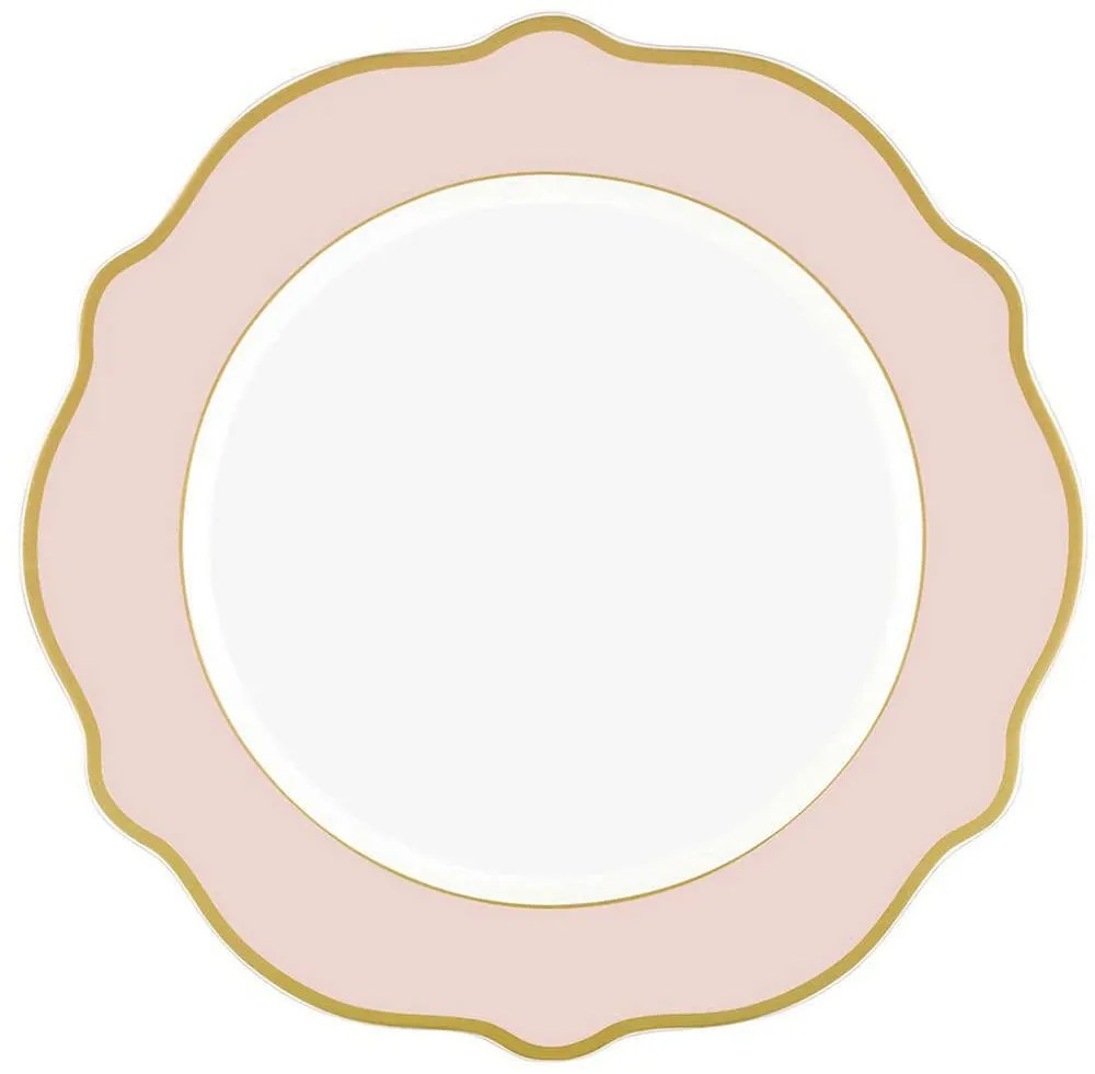 Πιάτο Ρηχό (Σετ 6Τμχ) 280TMA1684 21x21x1cm Pink-Gold Hermia Porcelain