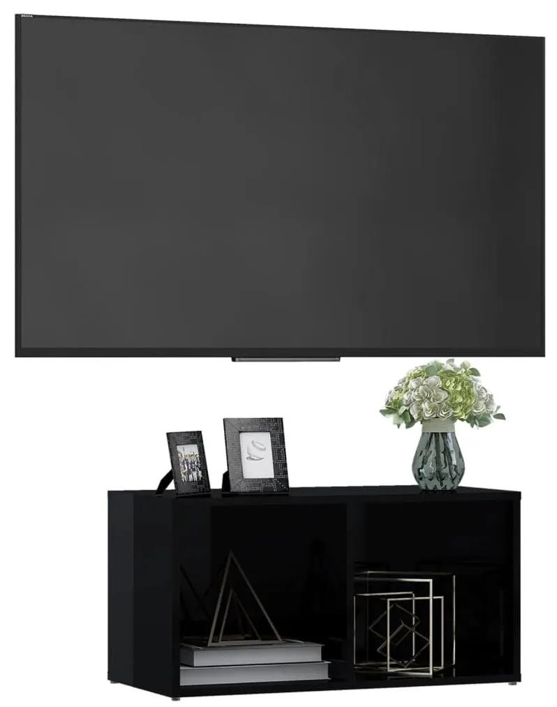Έπιπλο Τηλεόρασης Γυαλιστερό Μαύρο 72x35x36,5 εκ. Μοριοσανίδα - Μαύρο